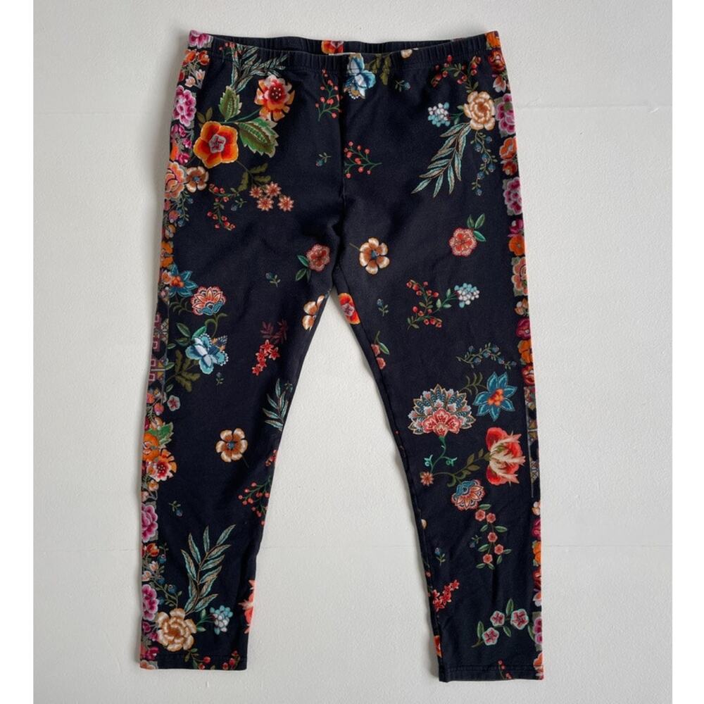 Johnny Was JW Los Angeles Dark Floral Stretch Leggings / Cotton XL Boho Yoga